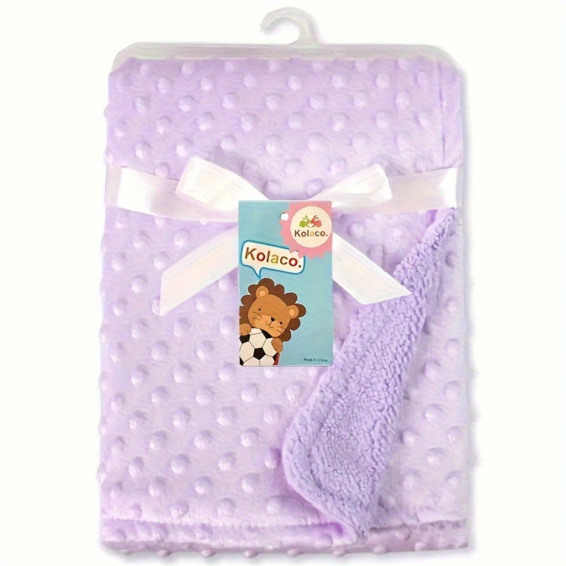 Double-Layer Bubble Stroller Blanket & Baby Outing Wrap, Soft Warm Solid Color Doudou Blanket for Newborns & Infants, 6 Colors Including Grey Pink Blue Green White & Purple