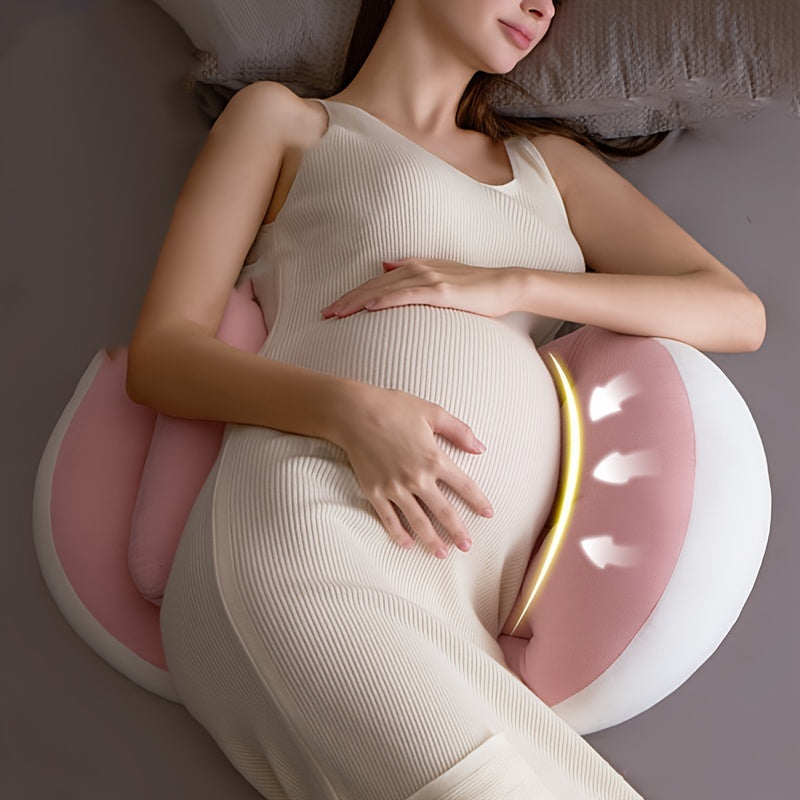 U-Shaped Pregnancy Pillow for Side Sleepers, Ergonomic Maternity Body Pillow with Lumbar Support for Belly Back & Hip Relief, Soft Polyester Fill Pregnancy Support Cushion, Baby Shower Gift