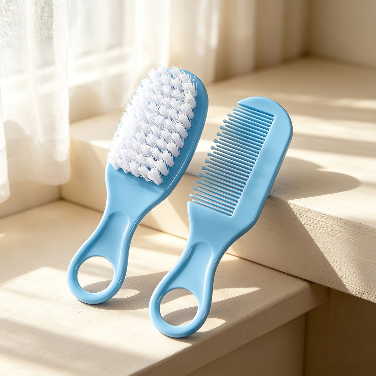 15-Piece Baby Grooming & Care Kit with Portable Case, Complete Newborn Essentials Set with Hair Brush Comb Nail Clipper & Nail File for Boys & Girls, Blue & Pink