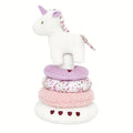 Baby Stacking Plush Ring Toy, Soft Textured Stuffed Stacking Blocks for Infants, Stroller & Crib Travel Toy for Baby Boys & Girls, Unicorn & Stegosaur Stacker Set