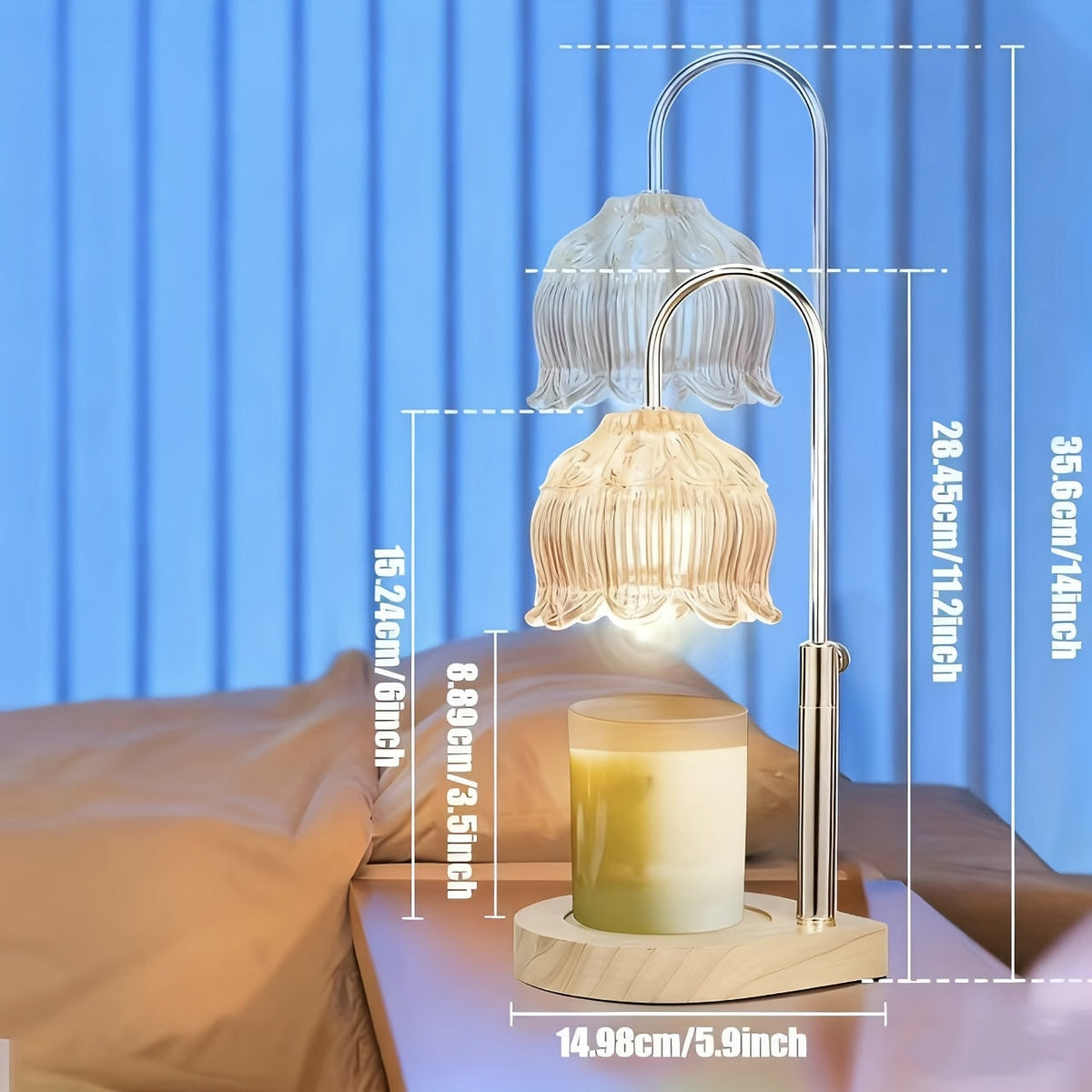 Crystal Lily Candle Warmer Lamp - 2/4/8-Hour Timer, Adjustable Temperature, Electric Wax Melting Lamp for Scented Jar Candles, Elegant Home Decor Gift - Bulb Not Included