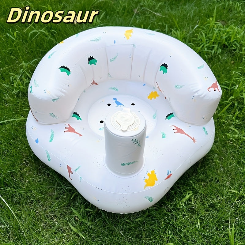 Cartoon Inflatable Baby Floor Seat Built-In Air Pump Portable Toddler Chair Indoor Outdoor Beach Sofa for 3-36 Months – Bear & Dinosaur