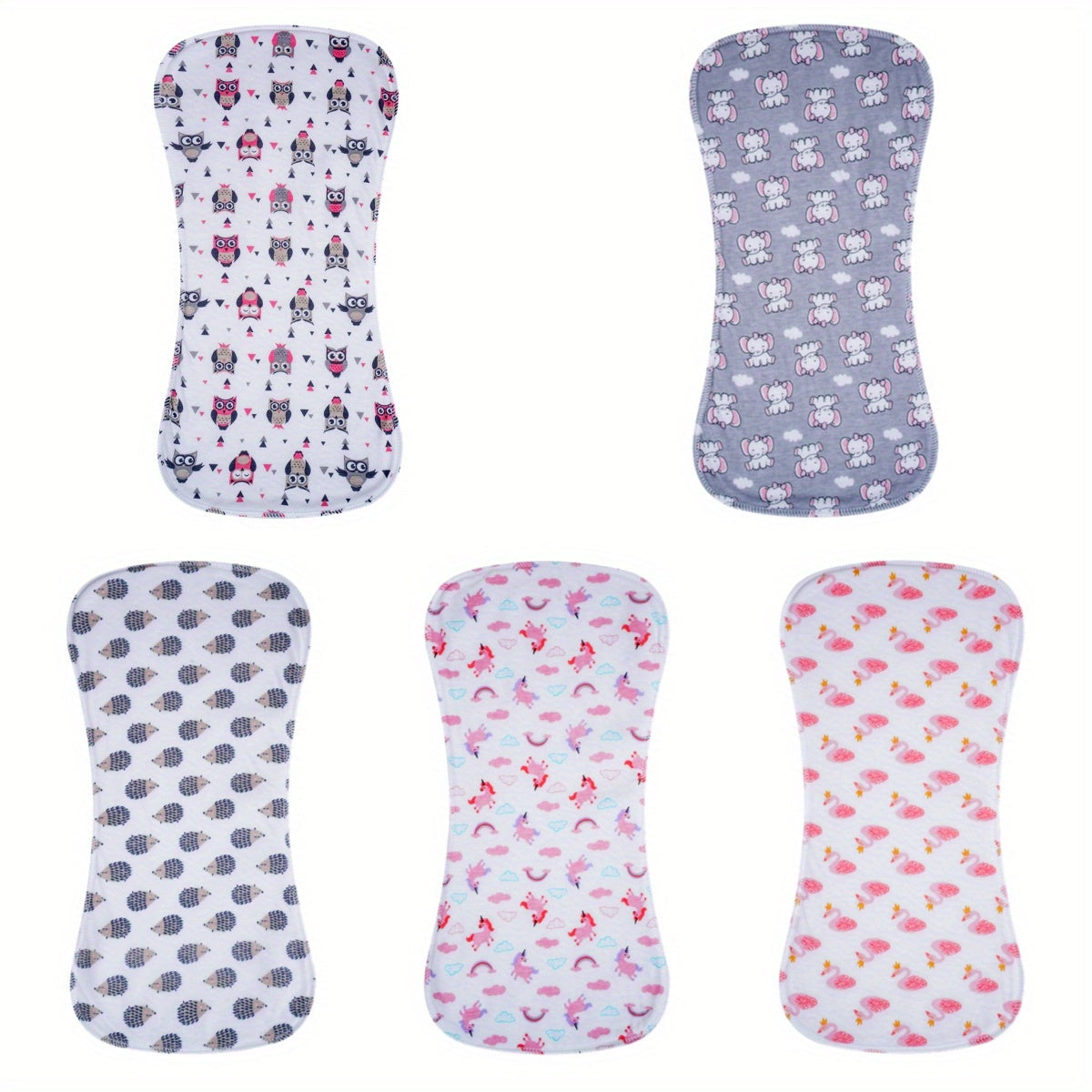 Cotton Baby Burp Cloths Set of 5, Extra Absorbent Soft Burping Cloths for Newborns & Infants, Reusable Spit-Up Rags for Boys & Girls, Baby Shower Gift