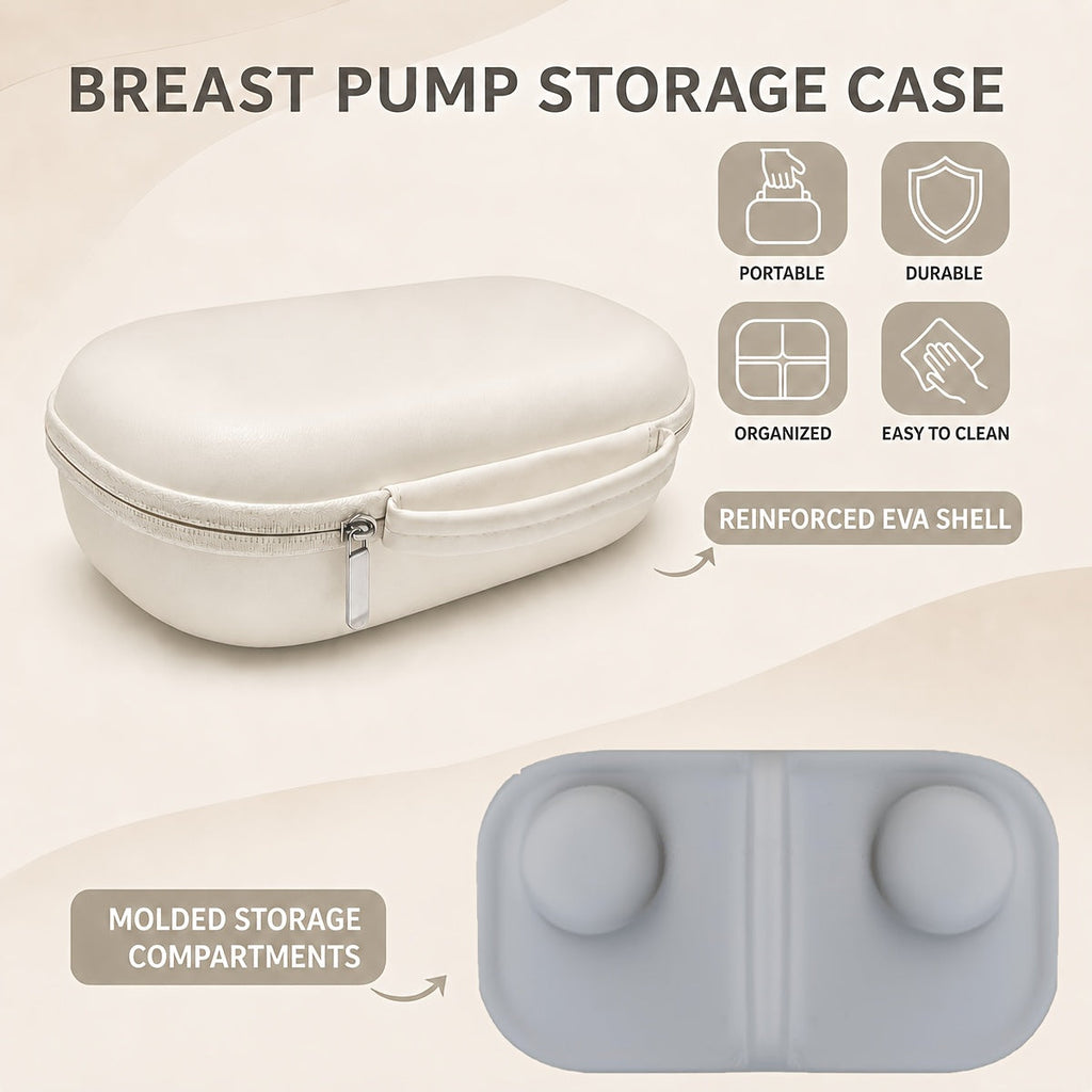 Portable Hard-Shell Breast Pump Storage Case for Eufy S1 Pro S1 E20 & E10, Travel Organizer Bag for Pump Accessories Charging Cable & Parts, Off-White (Case Only)