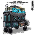 Collapsible Wagon Cart 360 520 580 600LBS Heavy Duty Foldable Utility Wagon with Wheels for Grocery Camping Garden Sports Shopping Beach