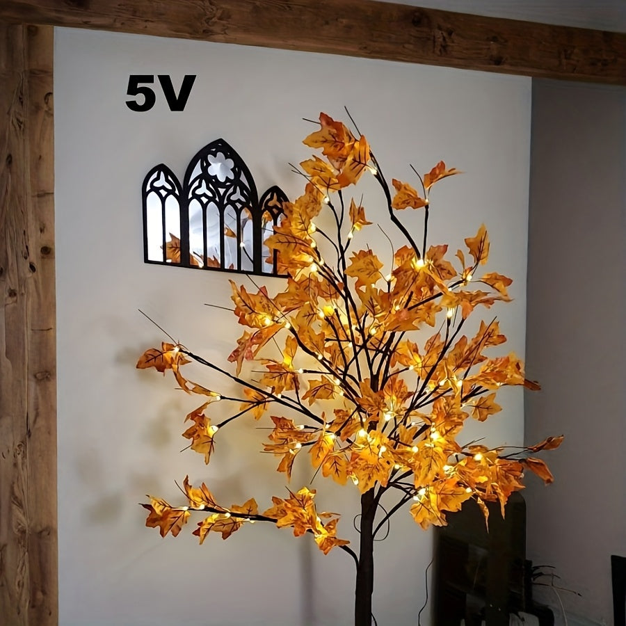 Lighted LED Maple Tree Artificial Floor Lamp – 4 ft 5 ft 6 ft & 7 ft Fall Autumn Tree for Home Festival Party Birthday Wedding & Holiday Decoration
