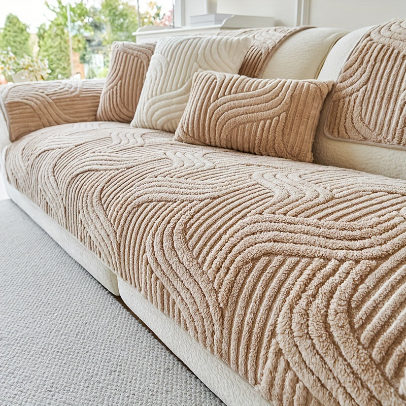 Plush Anti-Slip Sofa Cover - Luxurious, Pet-Friendly & Breathable Sofa Protector for Living Room, Bedroom & Office - 2, 3 & 4-Seater - Deep Gray, Coffee, Off White & Light Grey