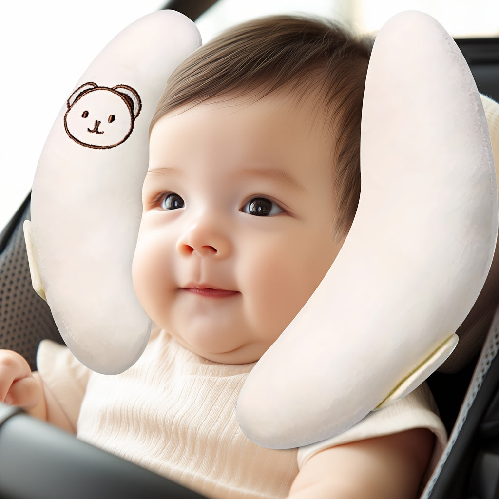 Baby Stroller Neck Pillow Car Seat Head Support Cushion, Adjustable Plush Banana-Shaped Infant Head & Neck Rest for Stroller Car Seat & Swing, Newborn Travel Pillow for Boys & Girls