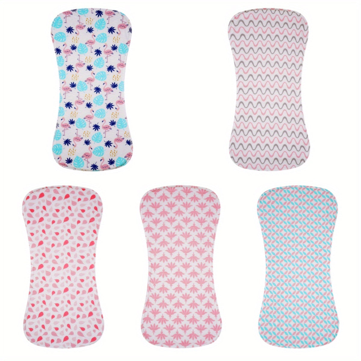 Cotton Baby Burp Cloths Set of 5, Extra Absorbent Soft Burping Cloths for Newborns & Infants, Reusable Spit-Up Rags for Boys & Girls, Baby Shower Gift