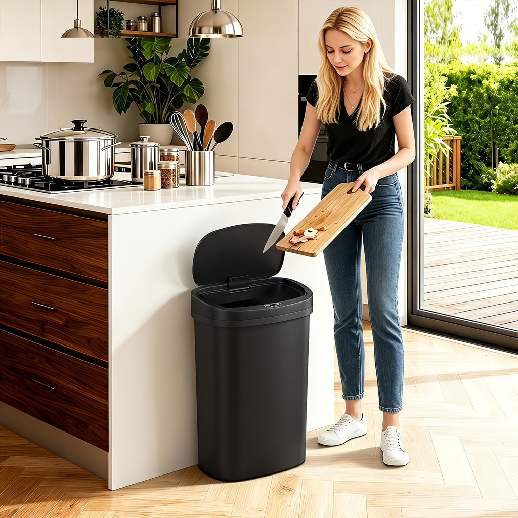 13.21 Gallon Touchless Motion Sensor Trash Bin – Hands-Free Automatic Trash Can for Kitchen Office Bedroom Living Room in 6 Colors