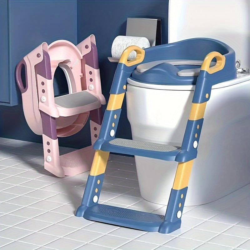 Foldable Kids Potty Training Seat with Step Stool, 2-in-1 Toddler Toilet Training Seat with Folding Step for Boys & Girls, Portable Compact Potty Seat for Home & Travel