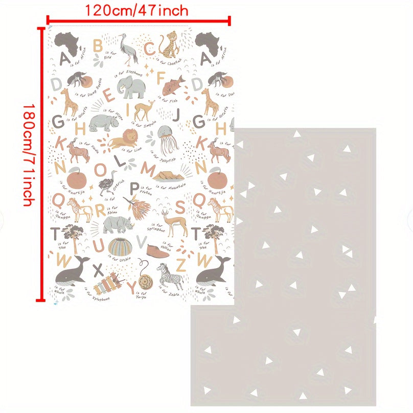 Foldable XPE Baby Play Mat, Extra Large Double-Sided Crawling Mat with Alphabet Numbers & Cartoon Animals, Minimalist Reverse Side, Safe Non-Toxic Material for Learning & Play, 2 Sizes