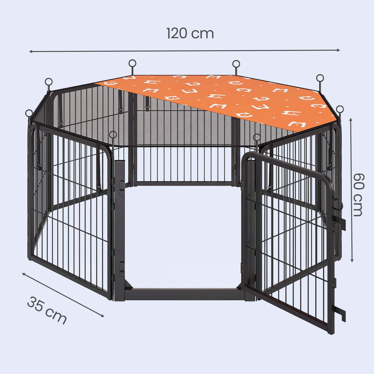 8-Panel Dog Playpen with Mesh Roof, 54.5"x54.5"x23.6", Rust-Resistant Steel & POM Frame, One-Hand Latch Door, 5-Min Setup, Indoor Outdoor Pet Exercise Pen, Black