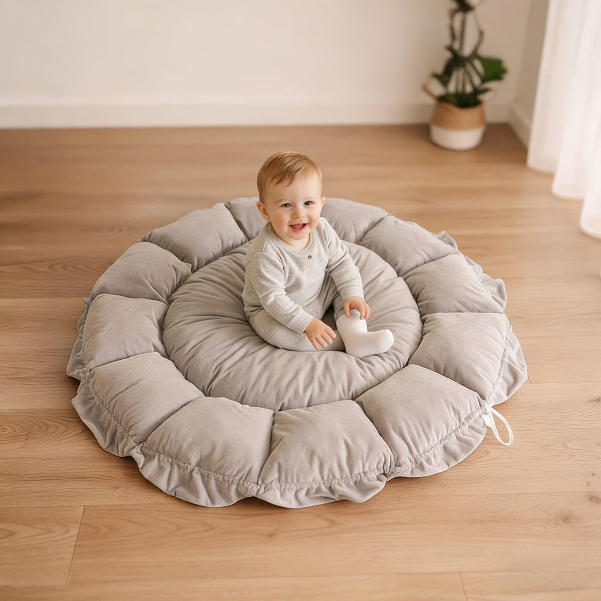 5-in-1 Thick Plush Baby Play Gym Convertible Activity Mat 6 Detachable Toys Tummy Time Mat Ball Pit Baby Lounger for Newborn to Toddler – Pink
