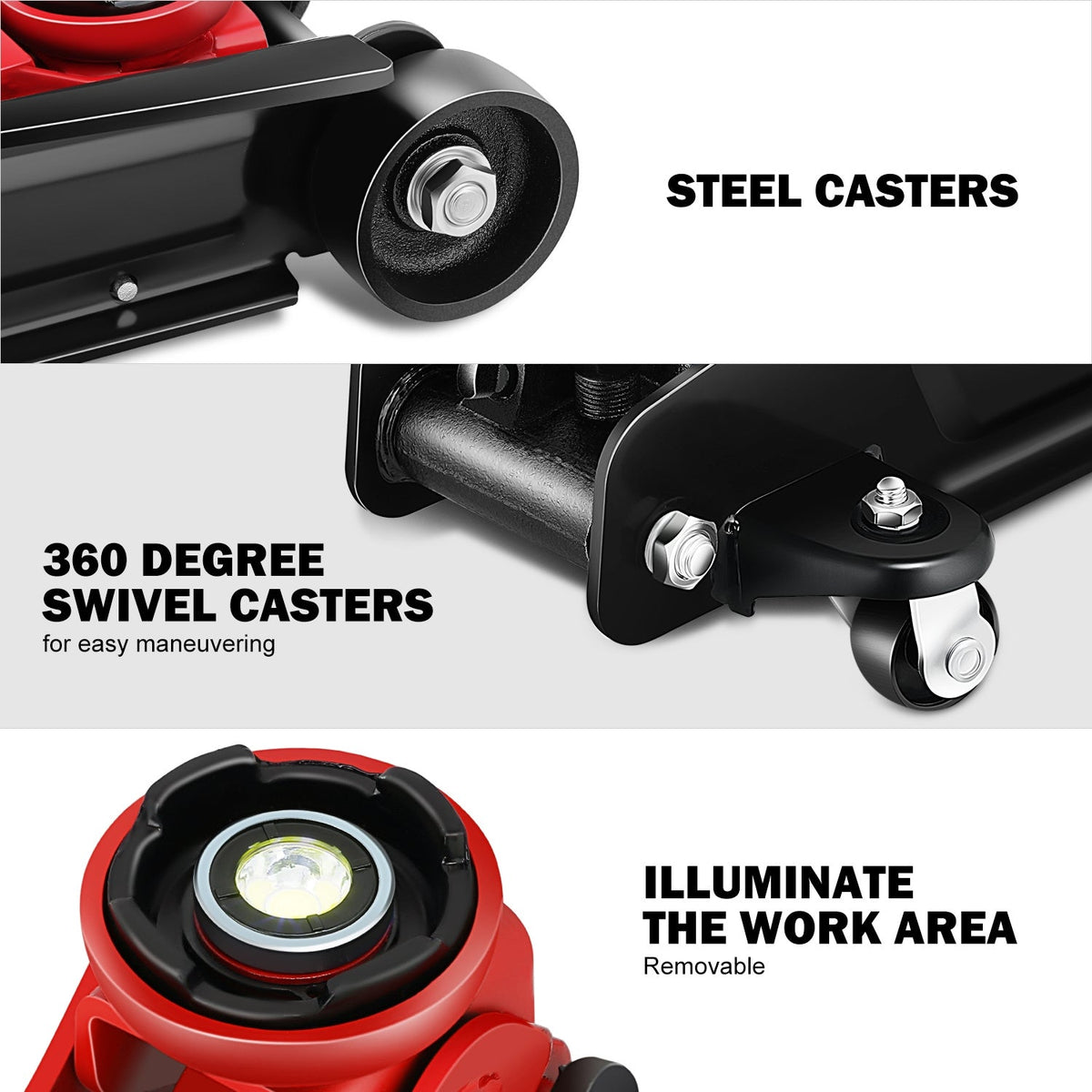 2.5 Ton (5500 lbs) Low Profile Hydraulic Floor Jack, Steel Trolley Service Jack with Safety Release Valve, 3.35"-15.16" Lift Range, Swivel Casters, for Garage & Heavy-Duty Use