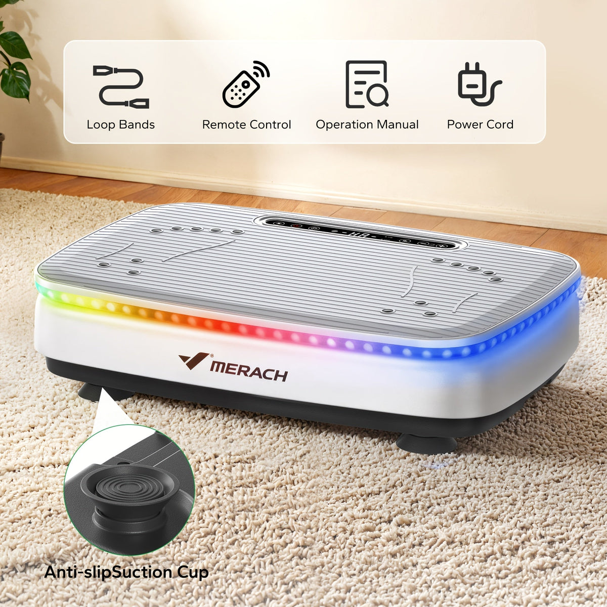Vibration Plate Exercise Machine – Whole Body Workout Power Vibration Platform Silent Motor Speed Control for Home Gym & Weight Loss in White & Black