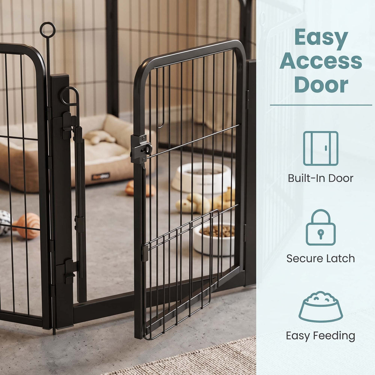 8-Panel Dog Playpen with Mesh Roof, 54.5"x54.5"x23.6", Rust-Resistant Steel & POM Frame, One-Hand Latch Door, 5-Min Setup, Indoor Outdoor Pet Exercise Pen, Black