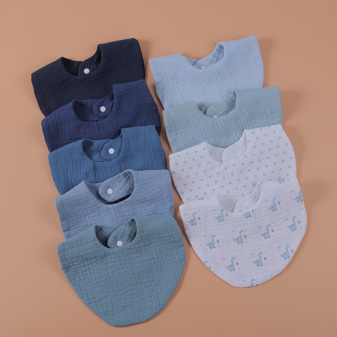 9-Pack Pure Cotton Baby Drool Bibs, Soft Absorbent Unisex Drool Bibs for Baby Boys & Girls, Simple & Versatile Everyday Bibs, 3 Color Sets Including Pink Blue & Green