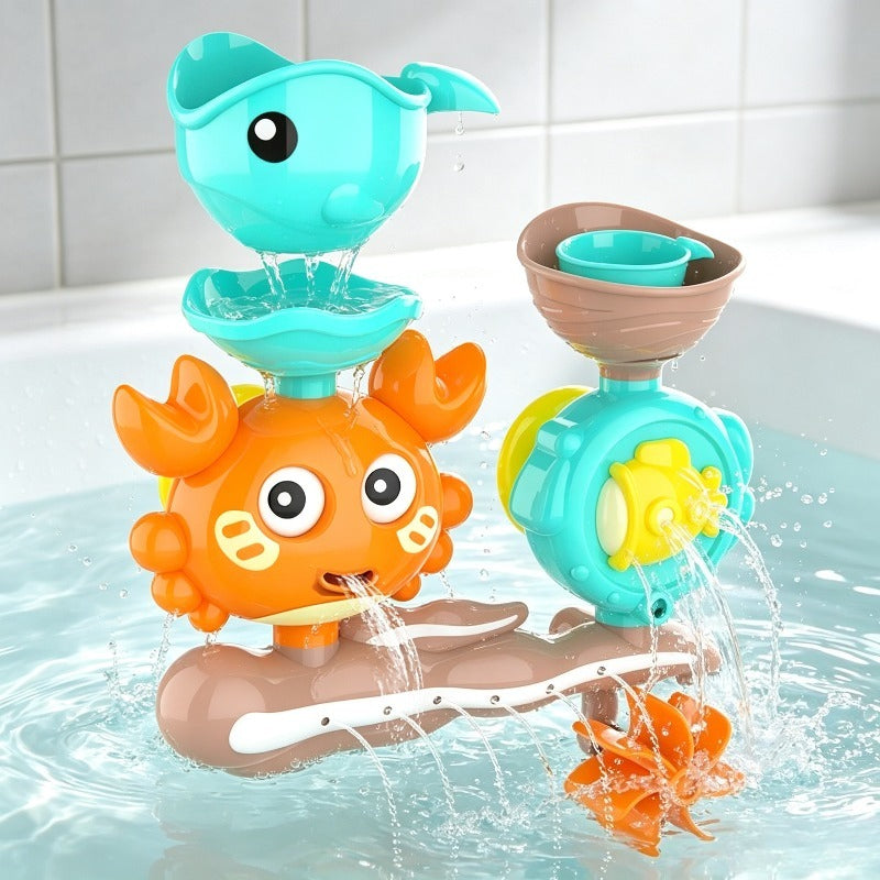 Crab Bath Toy with 2-Way Water Flow, Fun Water Play Bathroom Toy for Kids Toddlers & Babies, Interactive Bath Time Sensory Toy, Random Color