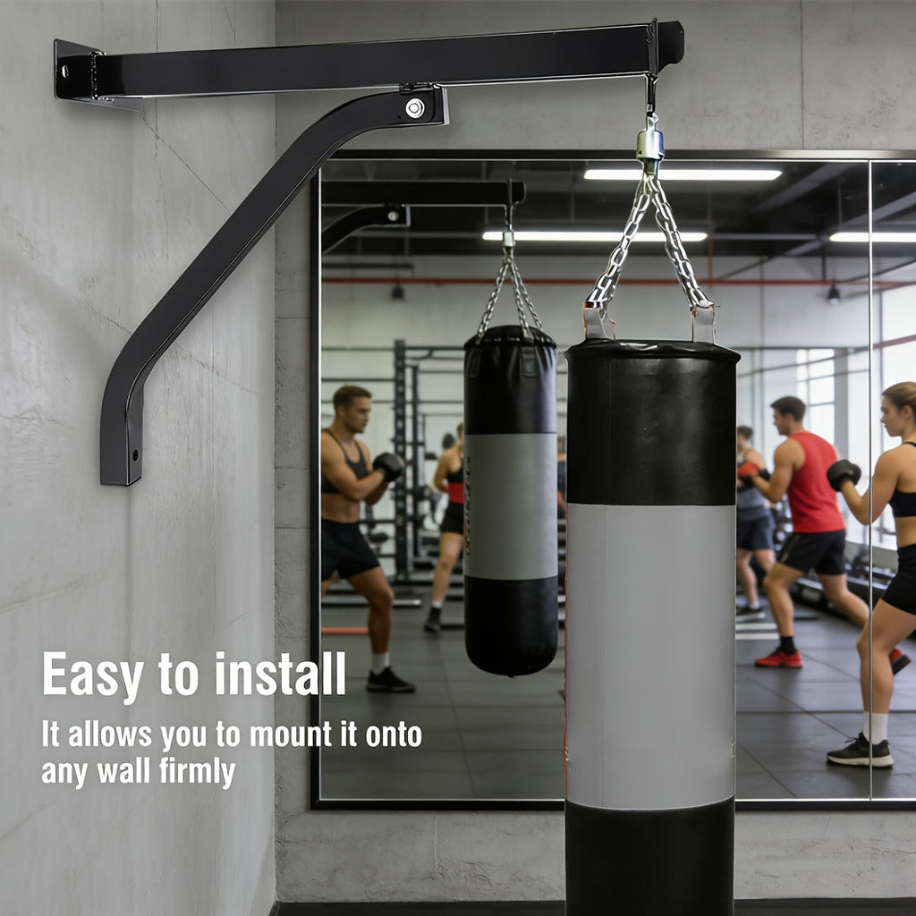 Wall Mount Heavy Bag Hanger - Heavy Duty Punching Bag Stand & Boxing Bag Bracket for Home Gym, Indoor & Outdoor - Black