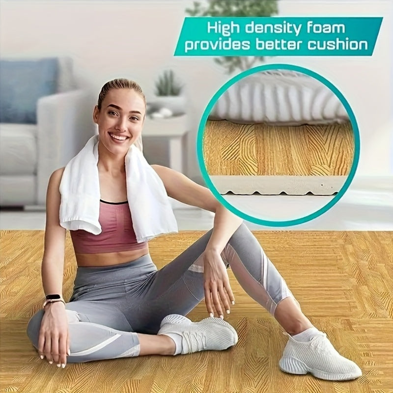 Foam Floor Mats 22 Piece Interlocking – Thick Non-Slip Moisture-Resistant Washable Gym Flooring Tiles for Home Gym Playroom Basement in Wood Grain Colors