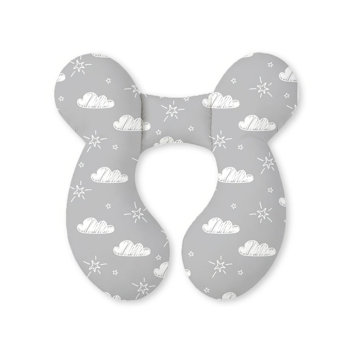 Kids Car Seat Headrest Pillow, Universal Child Head Support Neck Pillow for Boys & Girls, Cute Patterns including Green Leaves Pink Bow Rainbow Grey Stars & Gray Clouds