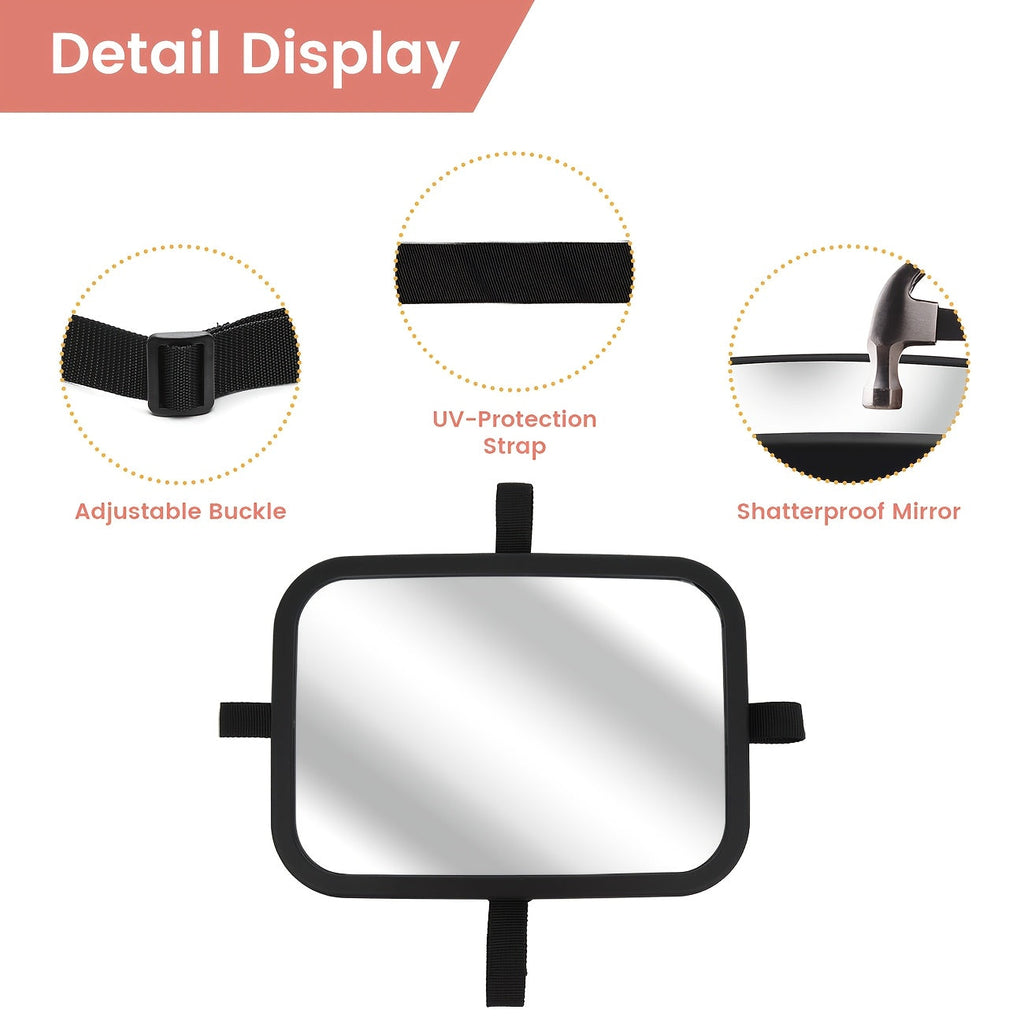 Large Deluxe Baby Car Mirror, Ultra HD Shatterproof PMMA Wide-Angle Backseat Mirror for Rear-Facing Infants, Premium Matte Finish ABS Frame, Secure & Stable, Black