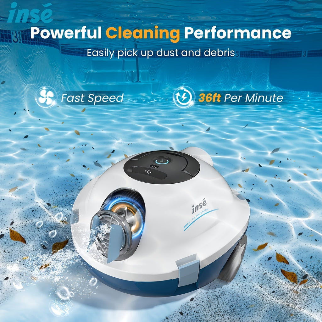 Cordless Robotic Pool Cleaner, 120-Minute Battery, IPX8 Waterproof, Powerful Suction, Covers 1100 Sq Ft, Tracking Rope Included, Auto Random Route Planning, for Flat-Bottom In-Ground & Above-Ground Pools