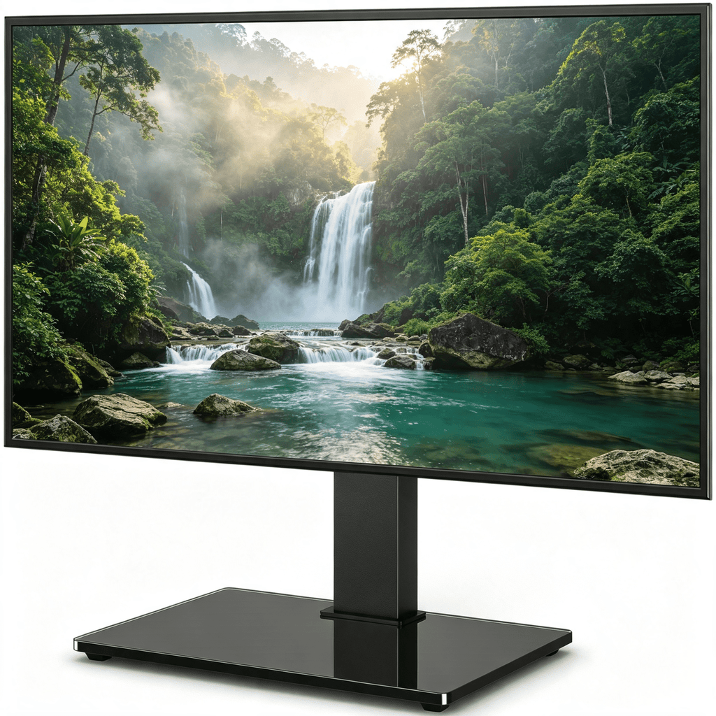 TV Stand for 34-70 Inch TVs Adjustable Height No Drilling – Flat Panel Curved Screen Floor TV Mount Stand for Living Room Bedroom Office