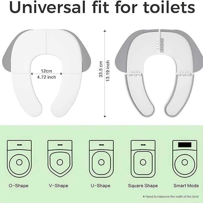 Foldable Portable Kids Toilet Seat Cushion, Puppy Pattern Collapsible Training Seat with Non-Slip Pad & Travel Bag, Splash-Proof Easy to Clean, Fits Most Toilets for Boys & Girls, Gray Blue & Pink