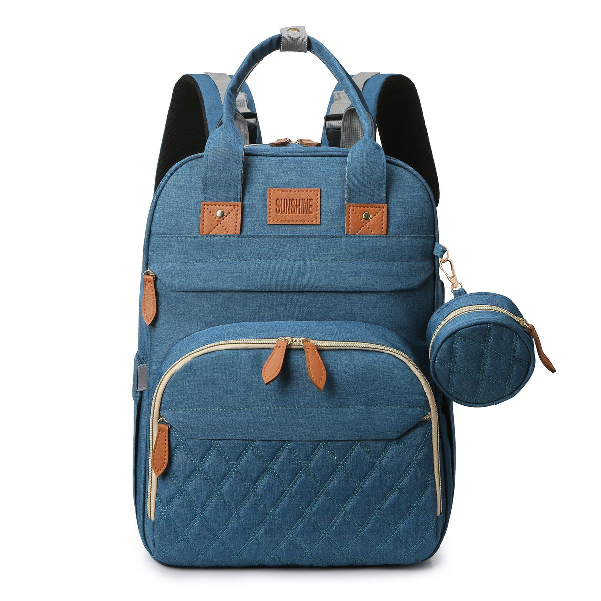 Lamroro Diaper Bag Backpack with Changing Station & Pad, Large Capacity Multi-Functional Travel Bag for Moms & Dads, Stylish Baby Shower Gift, 4 Colors Including Red Black Light Blue & Dark Blue
