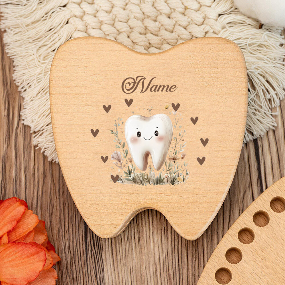 Personalized Baby Tooth Keepsake Storage Box, Custom Name & Color-Printed Design for Incisors Canines & Wisdom Teeth, Tooth Elf & Tooth Angel Designs, Baby Milestone Memory Gift