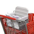 Dual-Use Kids Shopping Cart & High Chair Seat Cover, Soft Thick Breathable Foldable Seat Cushion with Side Storage Pocket for Travel & Home, Grey Waves & White Elegant
