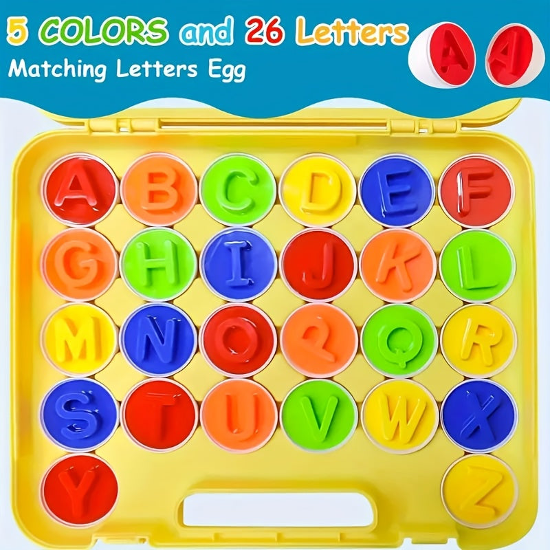 26-Piece Alphabet Matching Eggs, Colorful Letter Classification Puzzle Toy for Toddlers, ABC Letter & Color Matching Learning Game for Boys & Girls, Easter Birthday & Holiday Gift
