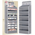 Over-the-Door Hanging Storage Organizer, 7 Spacious Pockets with Clear Window, 50 lb Capacity Door Organizer for Shoes Diapers & Bedroom Storage, Dark Grey