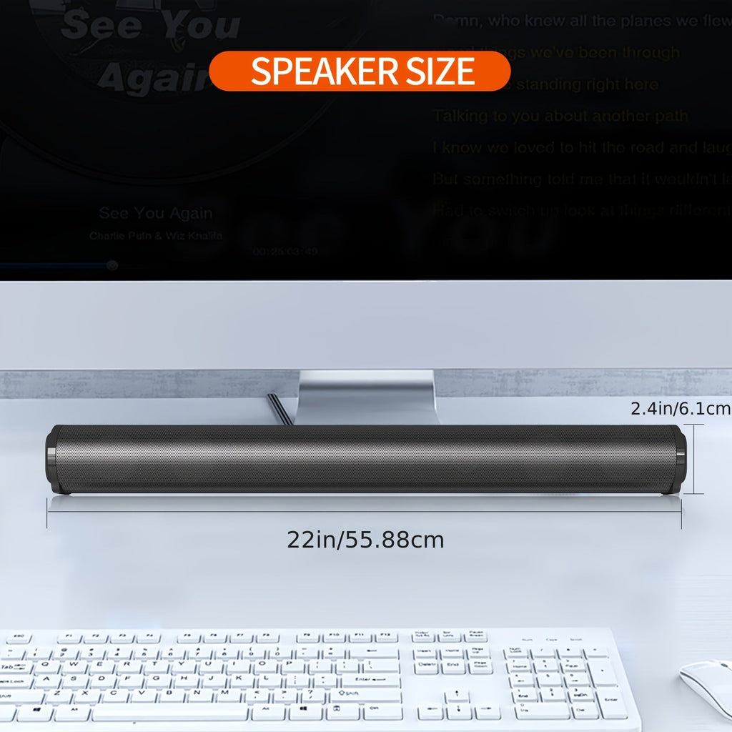 4D Surround Sound Speaker System with Hi-Fi Subwoofer - Wired & Wireless, IR Remote Control, Portable Soundbar for TV Computer Laptop Home Theater - Black