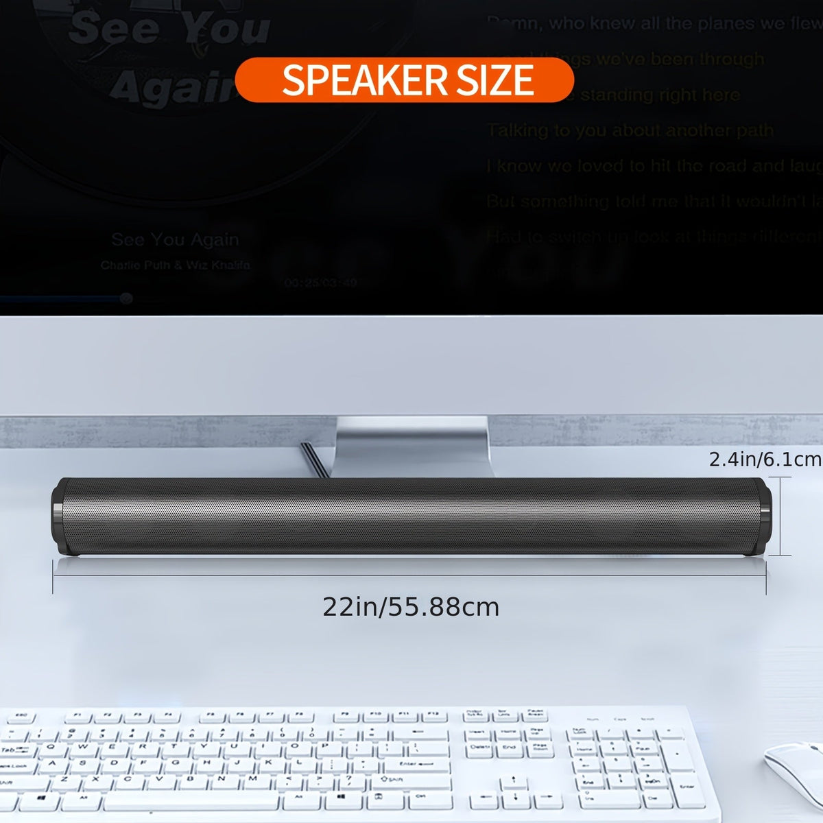 4D Surround Sound Speaker System with Hi-Fi Subwoofer - Wired & Wireless, IR Remote Control, Portable Soundbar for TV Computer Laptop Home Theater - Black
