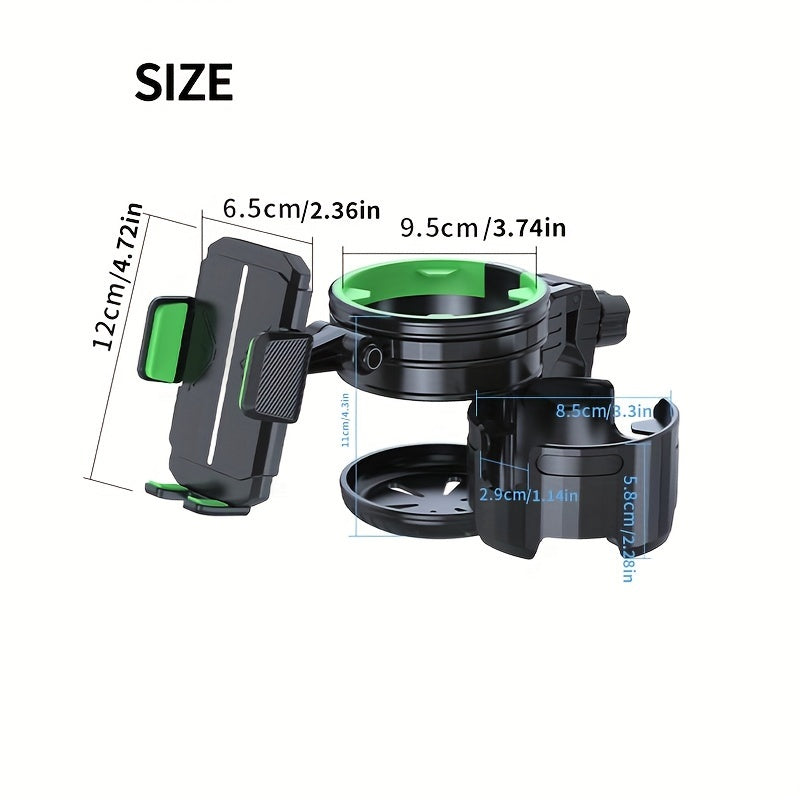 3-in-1 Stroller Cup Holder with Cell Phone Holder, Multifunctional Universal Baby Stroller Organizer Accessory for Cups Bottles & Phones, Fits Most Strollers & Bikes