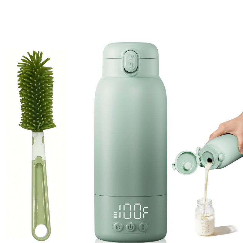 Portable Baby Bottle Warmer with Dual Heating Modes, 17oz Rapid Heating for Breast Milk & Water, Cordless Travel & Outdoor Bottle Warmer for On-the-Go Feeding, Green