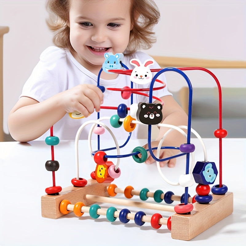 Animal Bead Maze Toy for Toddlers, 3-Line Preschool Education Puzzle Toy for Hand-Eye Coordination & Brain Development, Fun Learning Activity for Boys & Girls