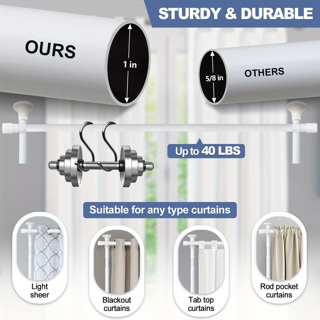 Floor to Ceiling Tension Curtain Rod No Drilling Room Divider 4-10FT Height 28-114 Inch Width Adjustable Heavy Duty for Space Partition Studio Apartment Bedroom Black