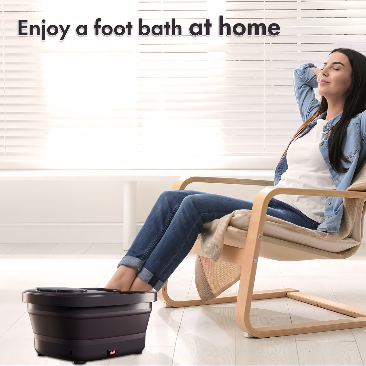 Collapsible Foot Spa with Heat, Bubble & Massage - Remote Temperature Control, 3 Pedicure Attachments, Foldable Foot Bath Tub with Handle, Relaxation Gift for Women Mom - Rose Red