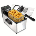 1700W Electric Deep Fryer with Timer & Temperature Control - 101oz / 1.32 Gal Stainless Steel Fryer, Frying Basket, Lid with View Window, for Home Kitchen Fried Chicken Wings Fries - 2 Sizes