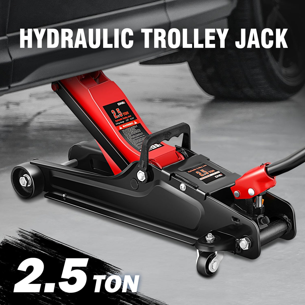 2.5 Ton (5500 lbs) Low Profile Hydraulic Floor Jack, Steel Trolley Service Jack with Safety Release Valve, 3.35"-15.16" Lift Range, Swivel Casters, for Garage & Heavy-Duty Use