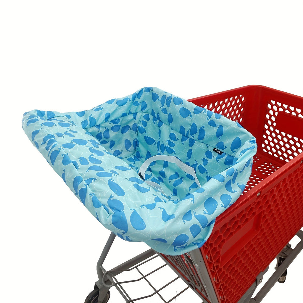 Baby Shopping Cart Cushion & High Chair Cover, Soft Skin-Friendly Foldable Protective Seat Mat for Supermarket Carts Trolleys & High Chairs, Blue Whale & Pink Whale