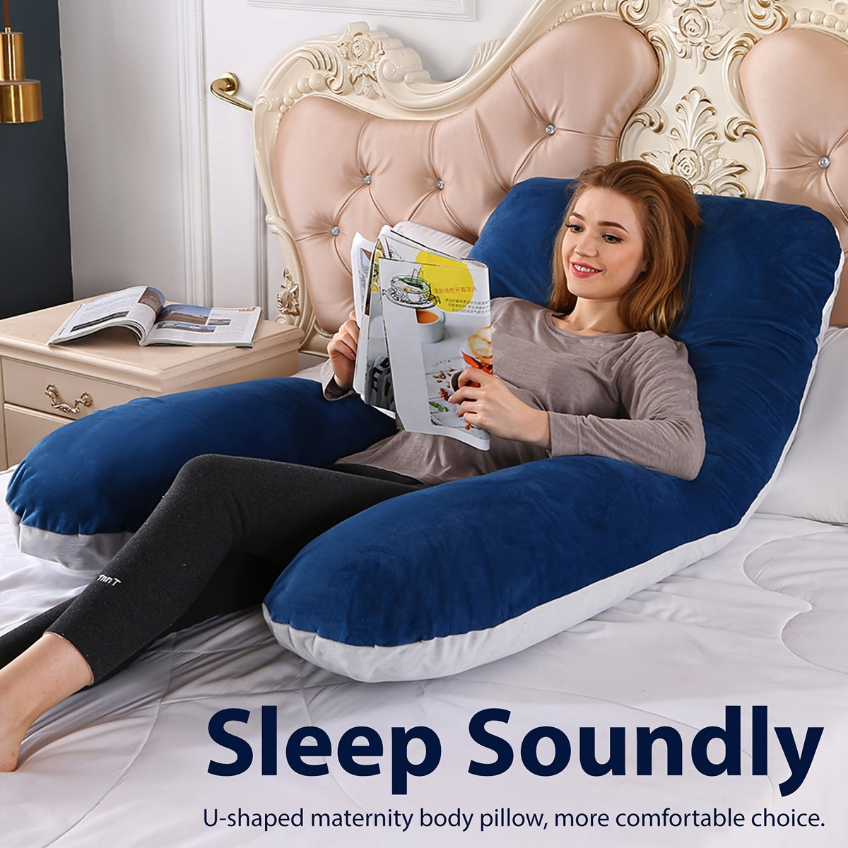 U-Shaped Pregnancy Maternity Pillow Full Body Support Back Neck Leg Soft Polyester Portable for Expecting Moms – 6 Colors