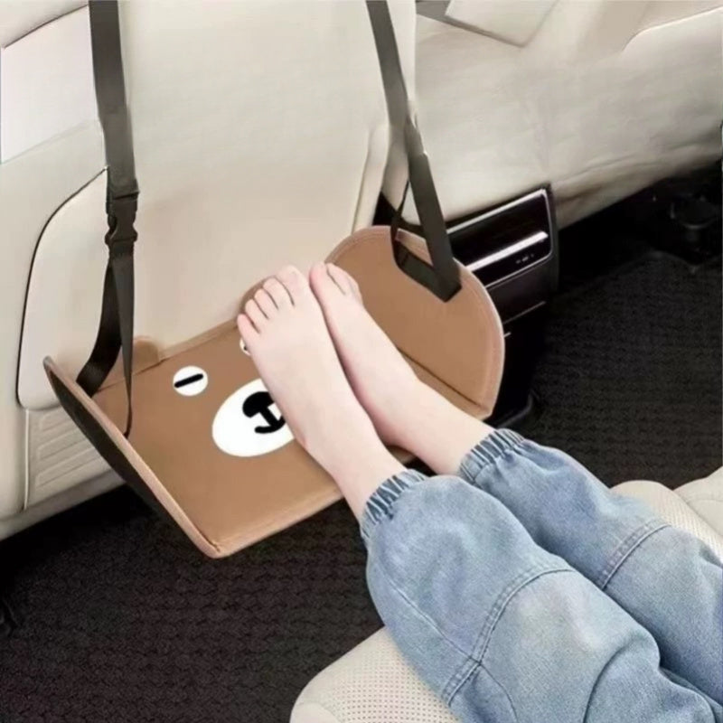 Cartoon Bear-Shaped Car Seat Footrest, Adjustable Portable Rear Seat Footpad for Kids, Fits Most Vehicles, Enhances Child Comfort & Car Interior Style, Coffee Brown, 46cm × 24.5cm