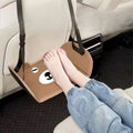 Cartoon Bear-Shaped Car Seat Footrest, Adjustable Portable Rear Seat Footpad for Kids, Fits Most Vehicles, Enhances Child Comfort & Car Interior Style, Coffee Brown, 46cm × 24.5cm