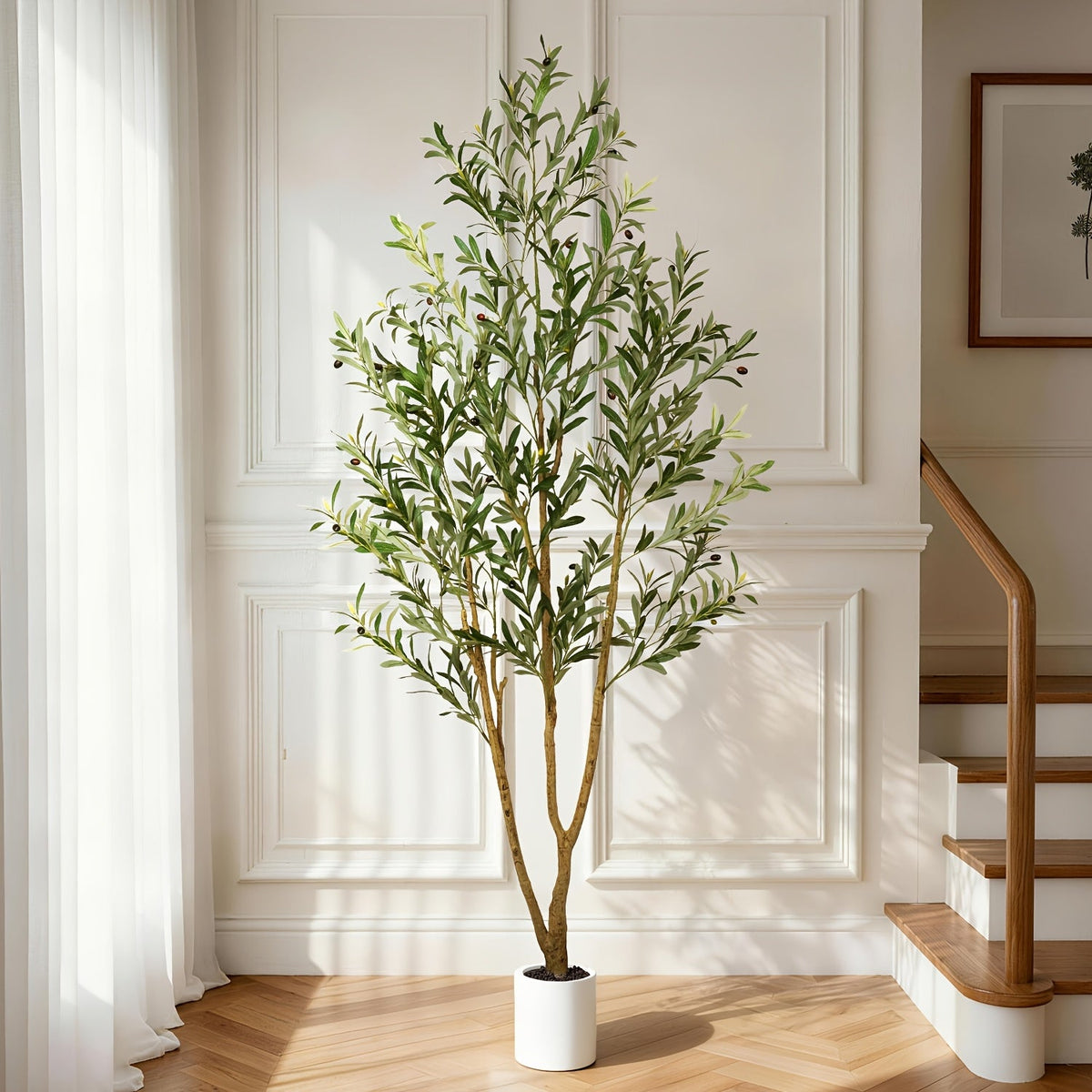 Artificial Olive Tree in Pot 5/6/7 FT – Tall Faux Olive Topiary Plant with Realistic Branches & Fruits for Living Room Home Office Indoor Decor