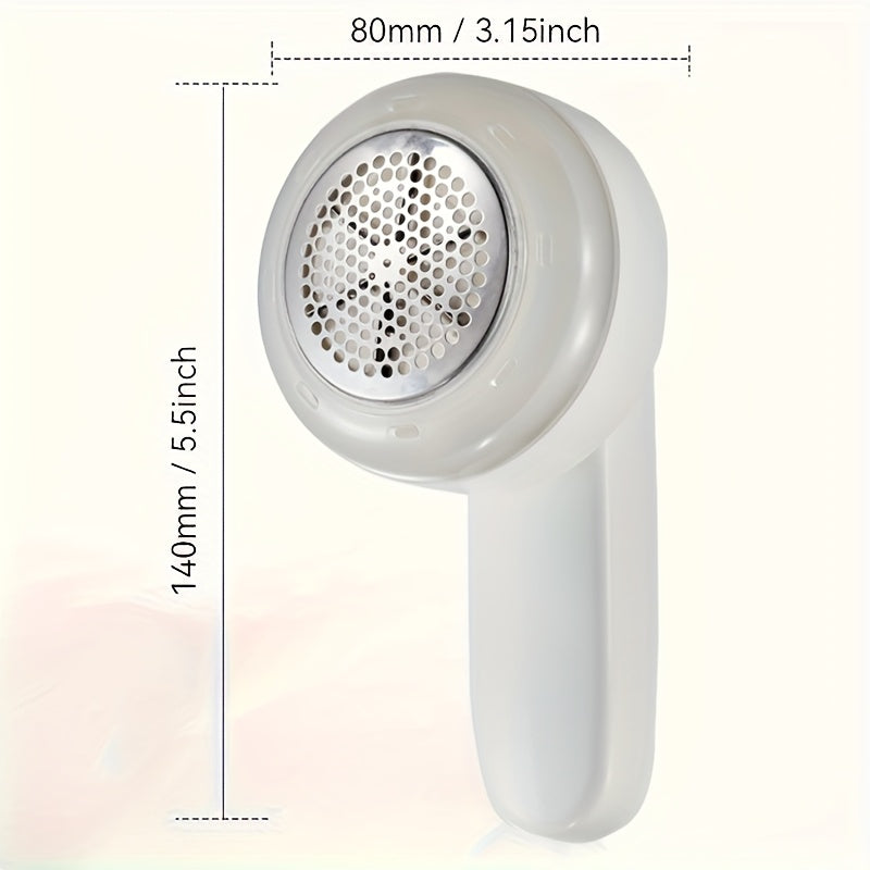 Portable Rechargeable Fabric Shaver & Lint Remover - Cleaning Brush, Spare Blade & USB Cable Included - Removes Lint Balls, Bobbles & Fuzz - Clothes, Furniture & Carpet - White
